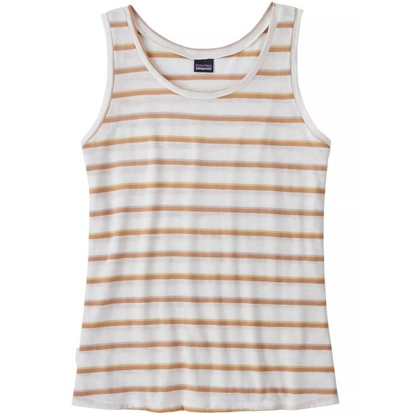 Patagonia Women's Mainstay Tank Sunset White Tan Stripe Small‎ NWOT - Picture 2 of 3